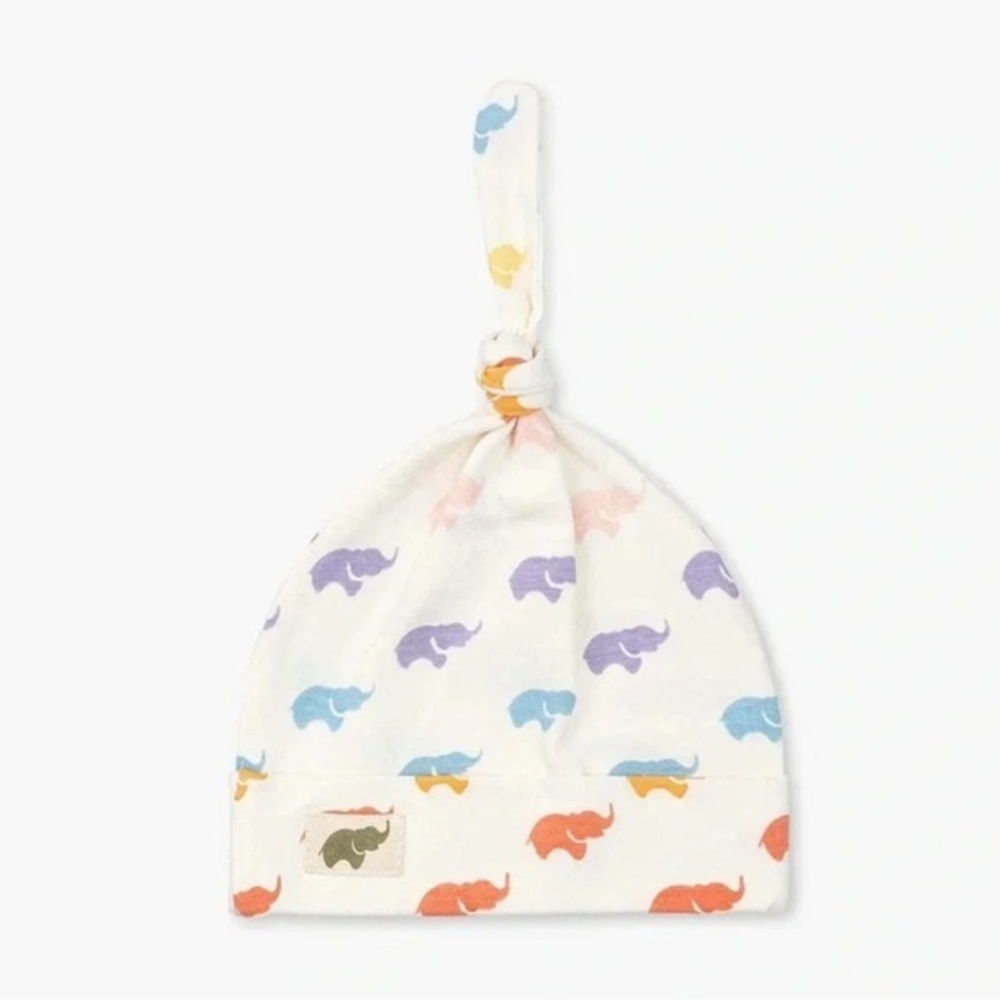 NWOT MONICA AND ANDY TOP KNOT CAP RAINBOW ELEPHANTS SKU:55